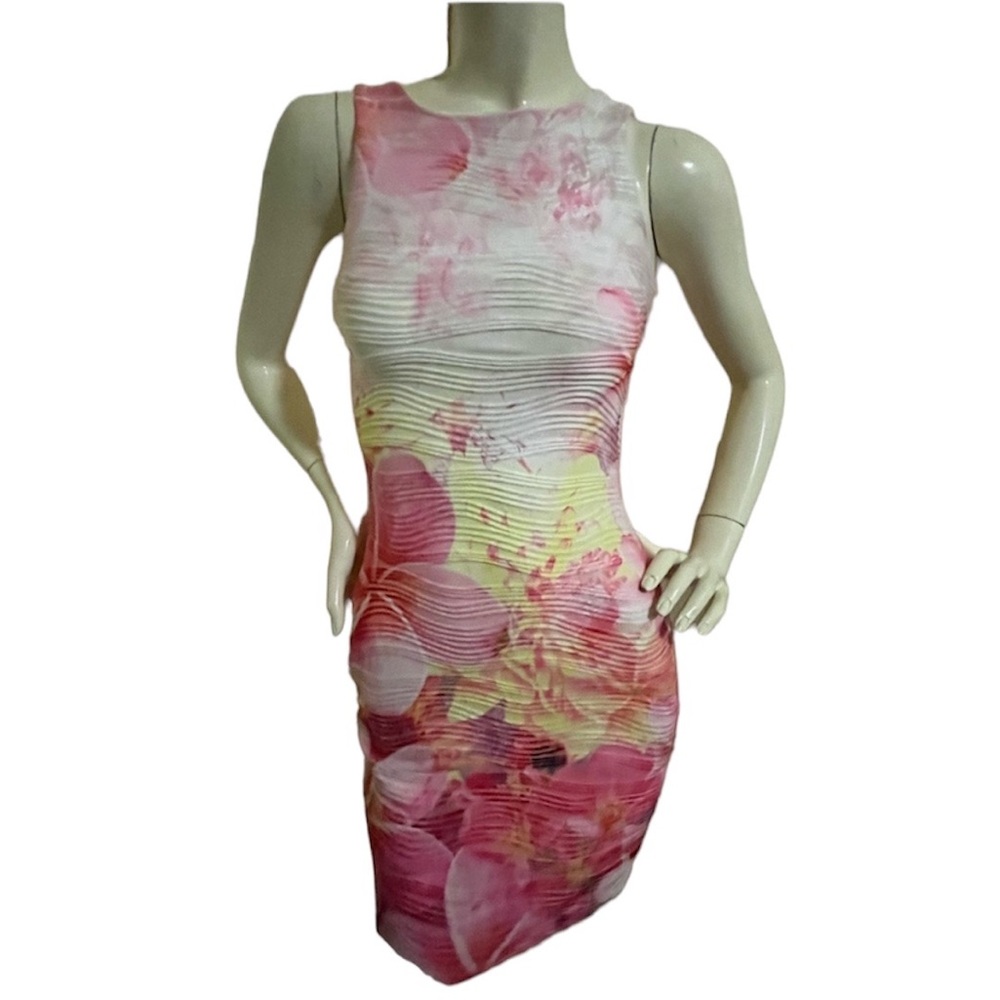 Lipsy London 🌸🍋Fresh for Spring Pink and Lemon Tropical Dress XS